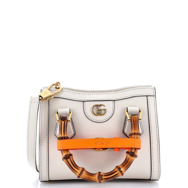 Gucci Diana Mini Leather Tote Bag in White
