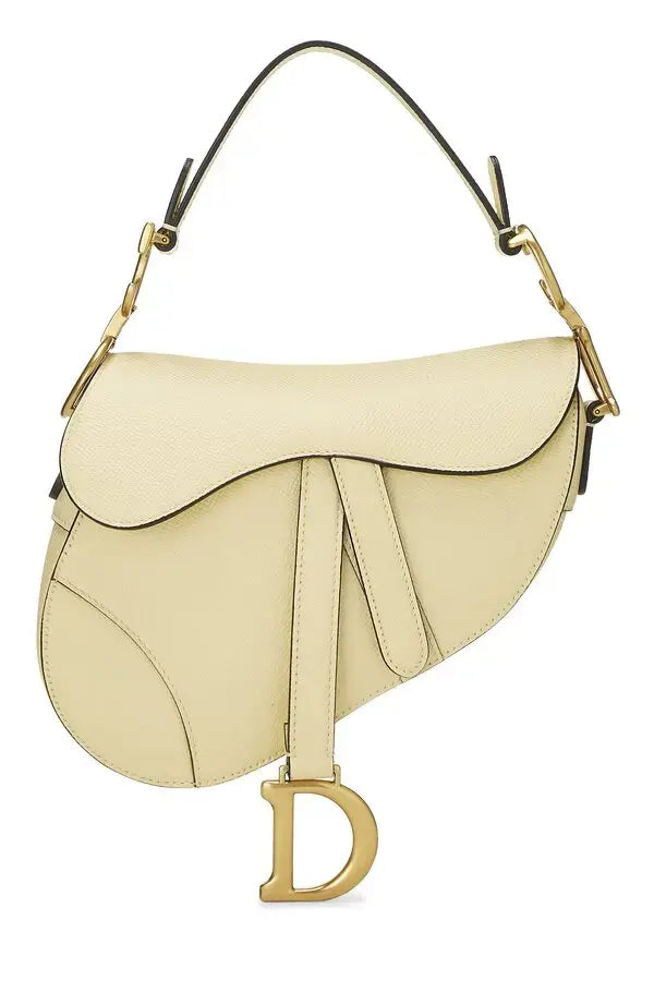 Christian Dior, Cream Saddle Handbag Leather Medium -399
