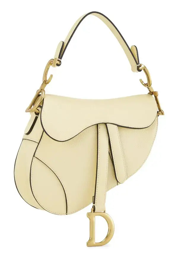 Christian Dior, Cream Saddle Handbag Leather Medium -399