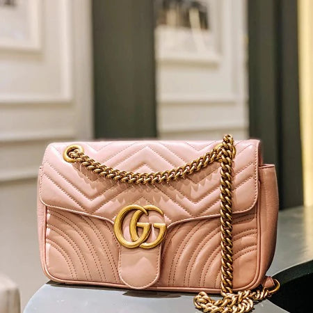 Gucci Small GG Marmont Shoulder Bag in Pink