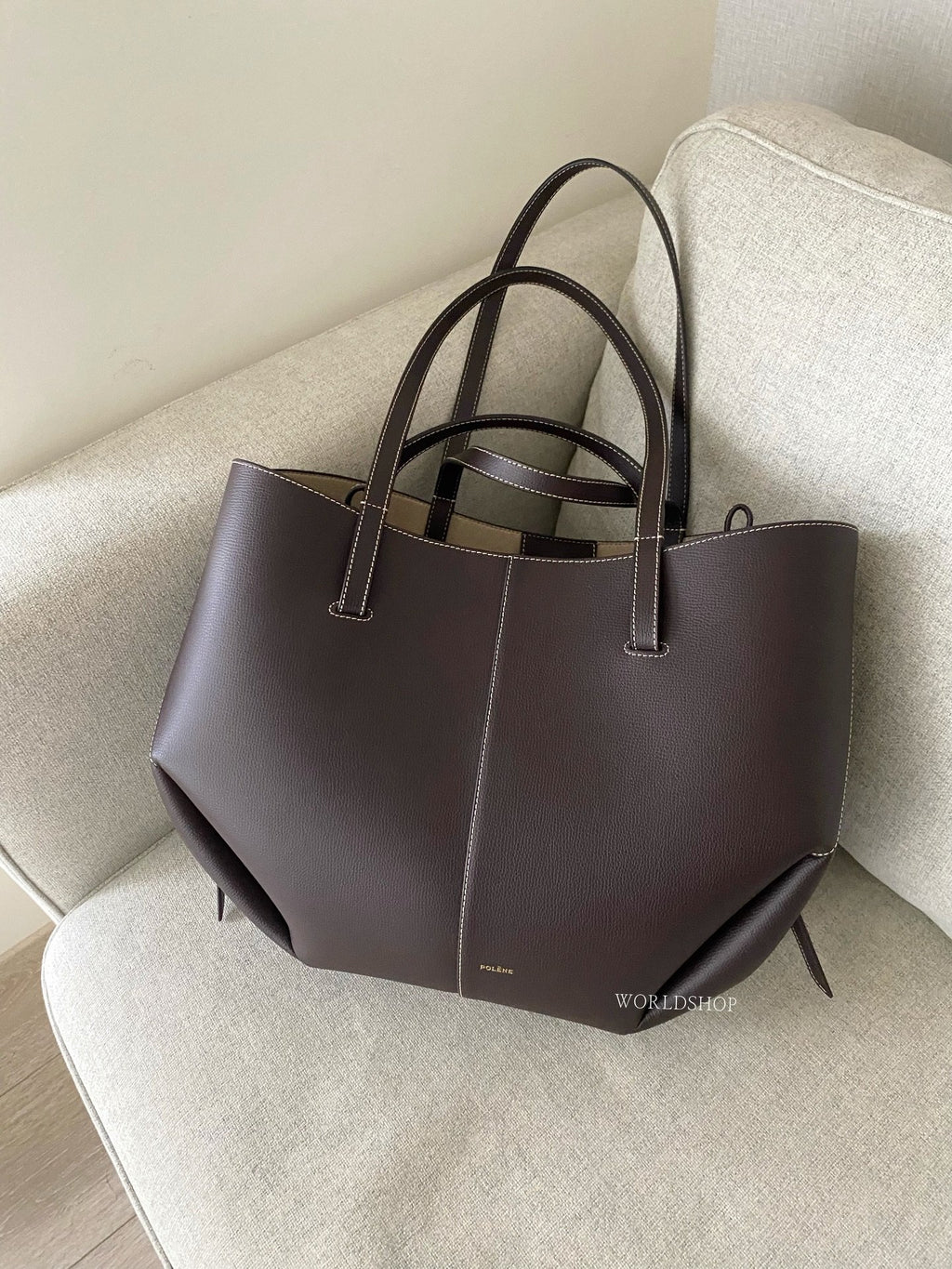 Polène Cyme Tote in Chocolate Brown