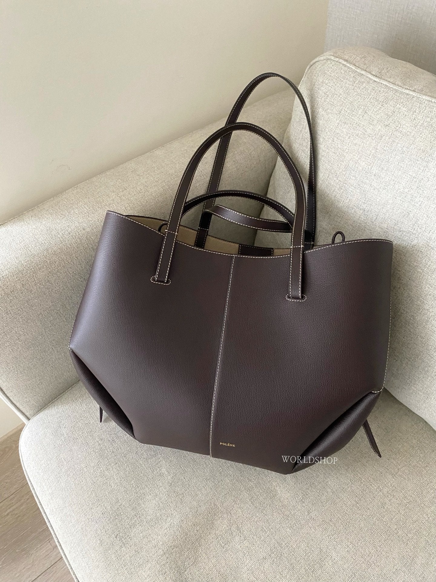 Polène Cyme Tote in Chocolate Brown
