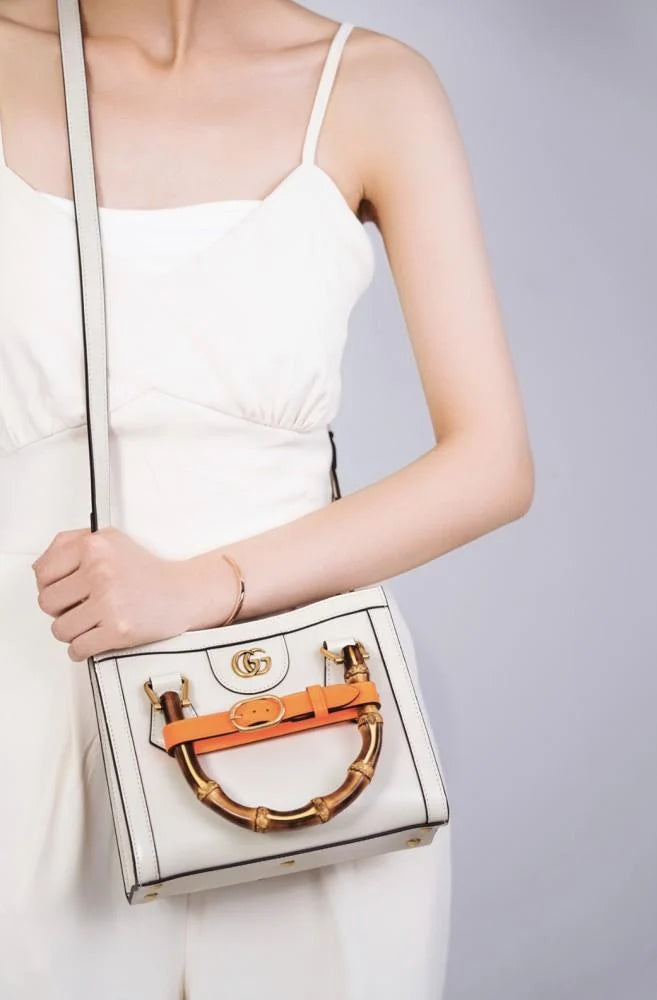 Gucci Diana Mini Leather Tote Bag in White