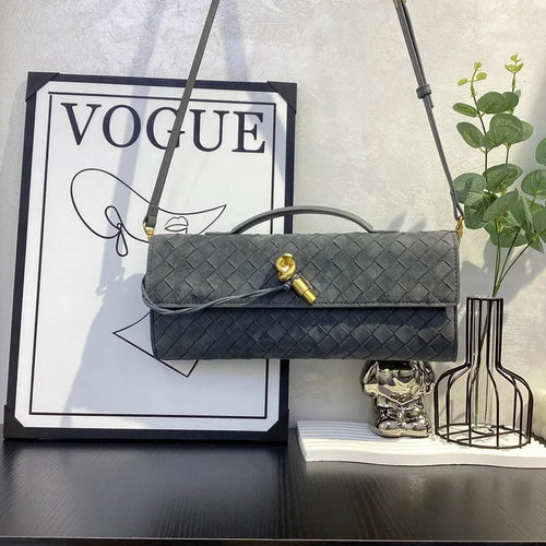 Bottega Veneta Andiamo Suede Clutch Bag in Black