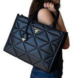 Prada Leather Tote Bag in Blue