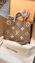 Louis Vuitton Bicolor On-the-Go MM Handbag in Beige