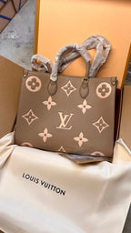 Louis Vuitton Bicolor On-the-Go MM Handbag in Beige