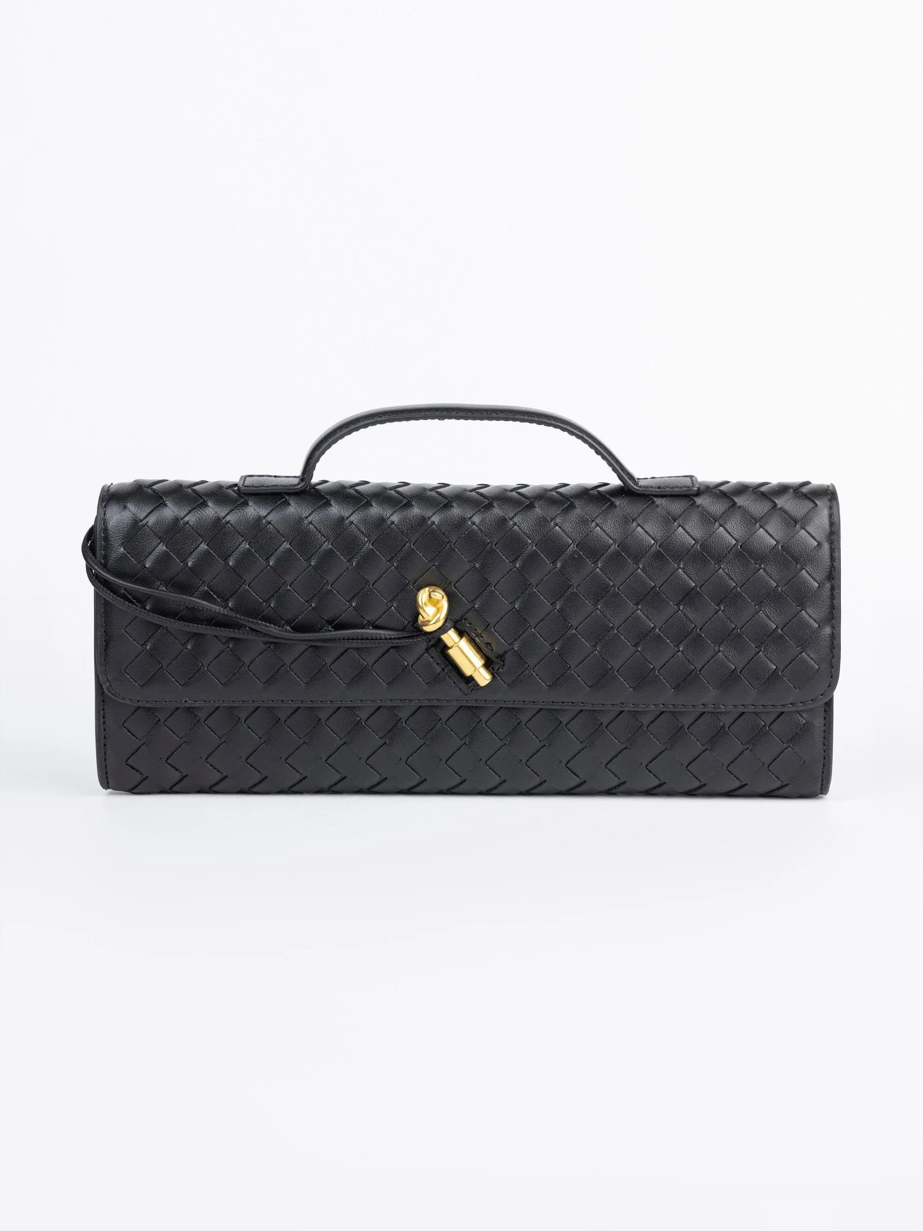 Bottega Veneta Andiamo Clutch Bag in Black