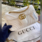 Gucci Small GG Marmont Shoulder Bag in White