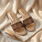 Flat slide sandal studio photo