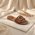 Flat slide sandal studio photo