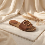 Flat slide sandal studio photo