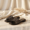 Flat slide sandal studio photo
