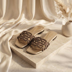 Flat slide sandal studio photo