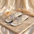 Flat slide sandal studio photo