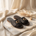 Flat slide sandal studio photo