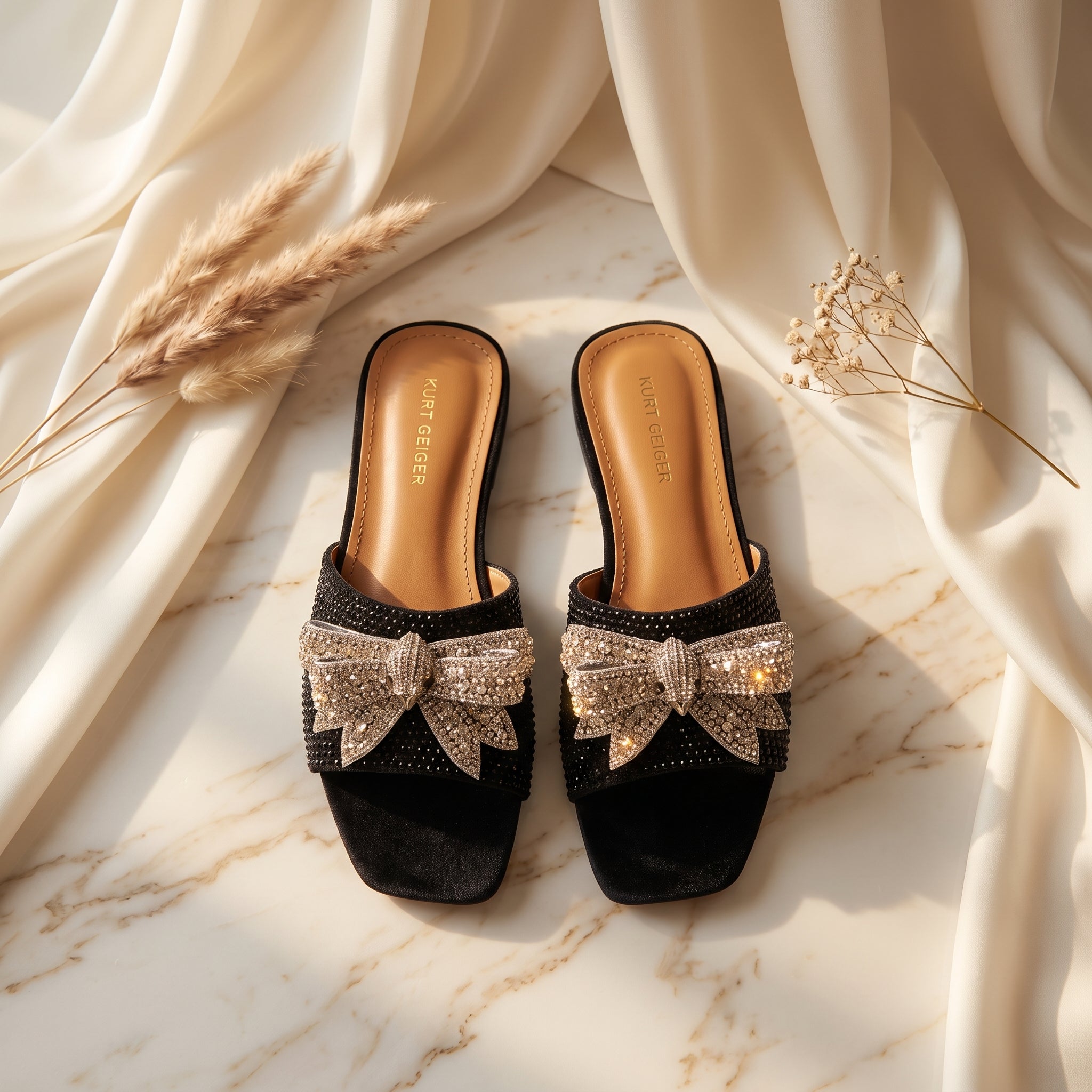 Flat slide sandal studio photo