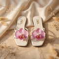 Minimal flat sandal studio photo