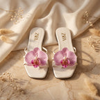 Minimal flat sandal studio photo