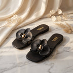 Minimal flat sandal studio photo