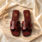 Flat slide sandal studio photo