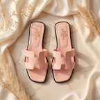 Flat slide sandal studio photo