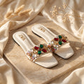 Flat slide sandal studio photo