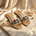 Flat slide sandal studio photo