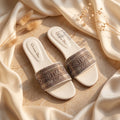 Flat slide sandal studio photo