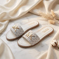 Flat slide sandal studio photo