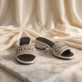 Flat slide sandal studio photo