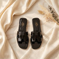 Flat slide sandal studio photo