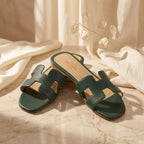 Flat slide sandal studio photo