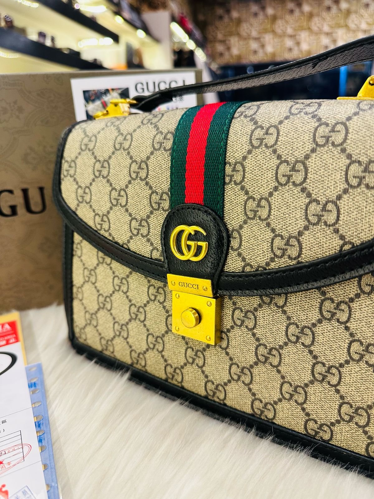 Gucci Beige GG Queen Margaret Top Handle Bag -260
