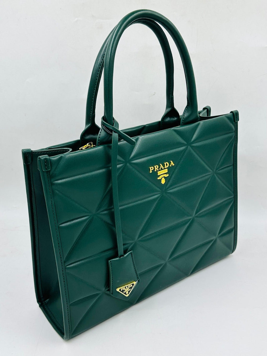 Prada Leather Tote Bag Green -226