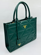 Prada Leather Tote Bag Green -226
