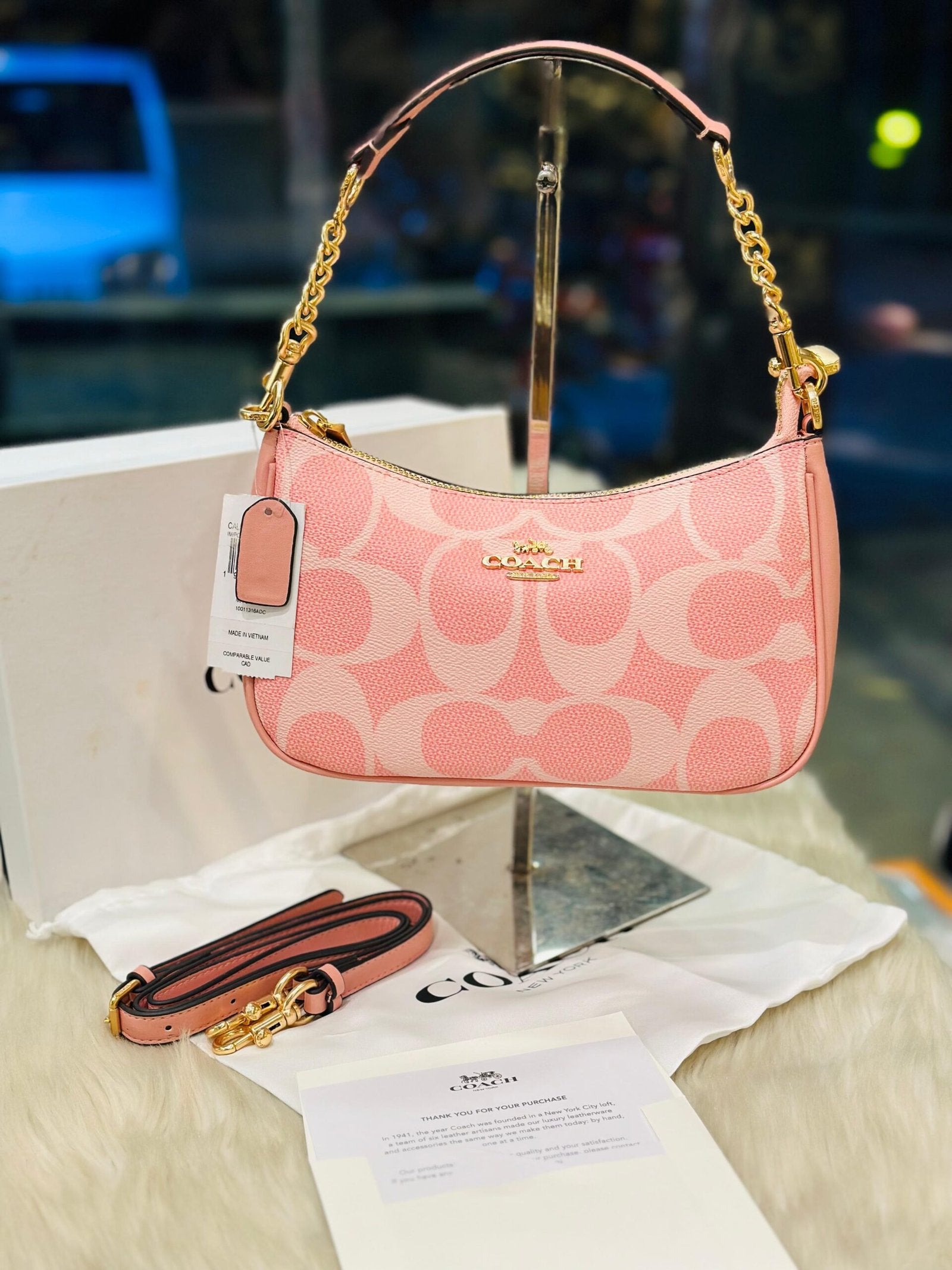 COACH Teri Shoulder Bag In Signature Canvas Powder Pink 261