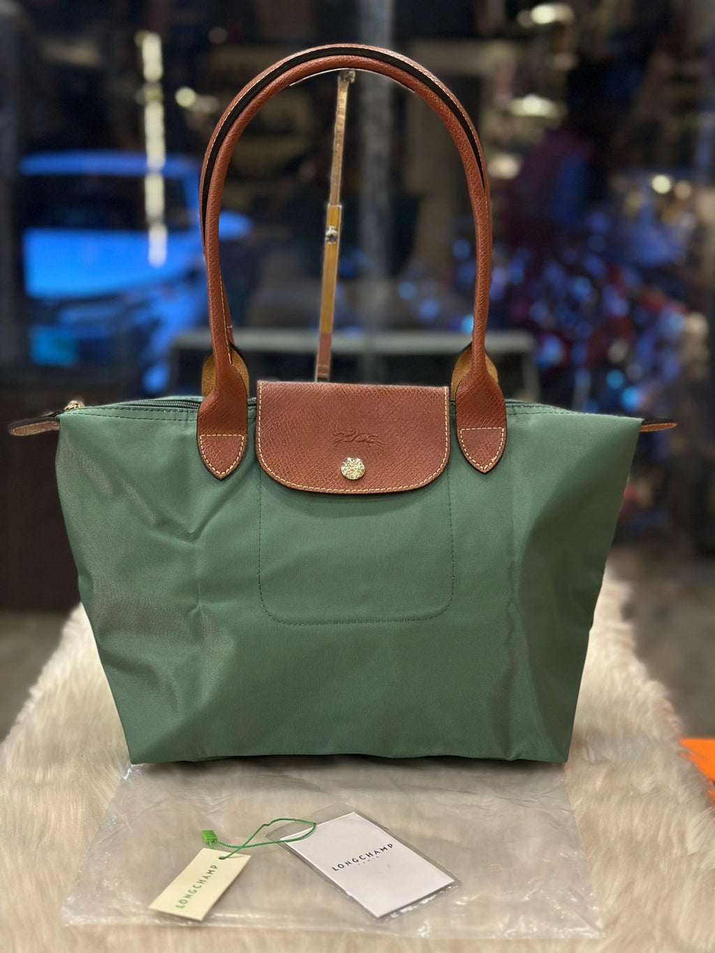 Longchamp Green Nylon Le Pliage Tote -222