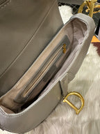 Christian Dior, Grey Saddle Handbag Leather Medium -402