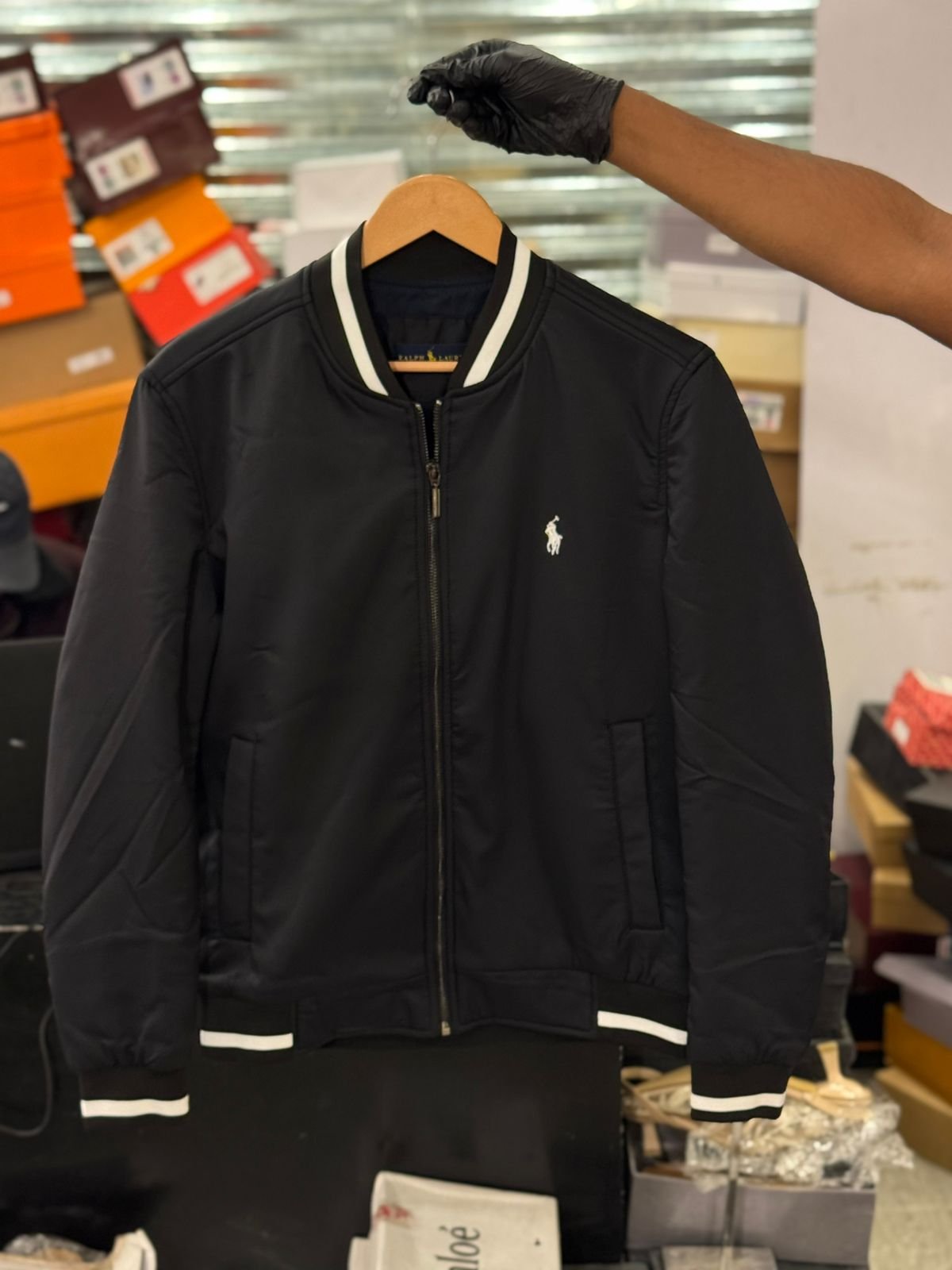 Black Polo Ralph Lauren Baseball Bomber Jacket 143