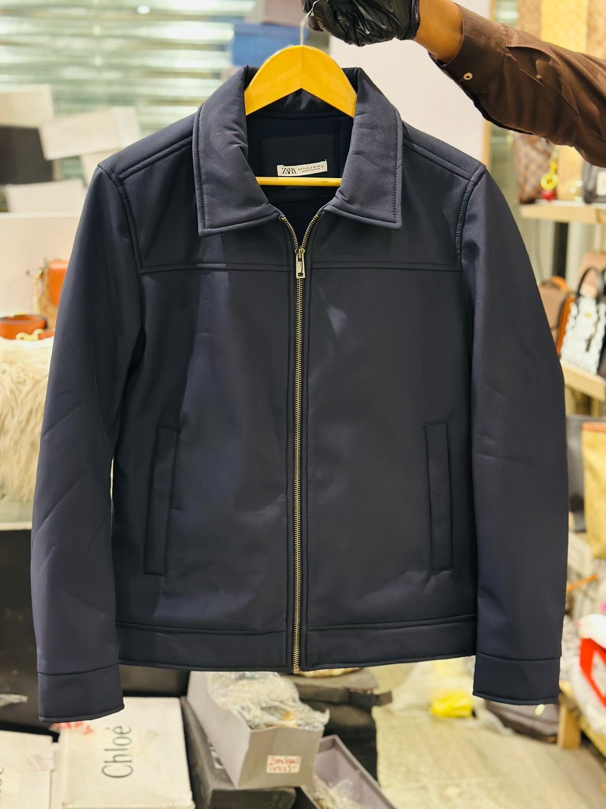 Zara Dark Blue Leather Jacket 149