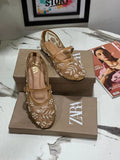 Zara Embroidered Mesh Ballerinas