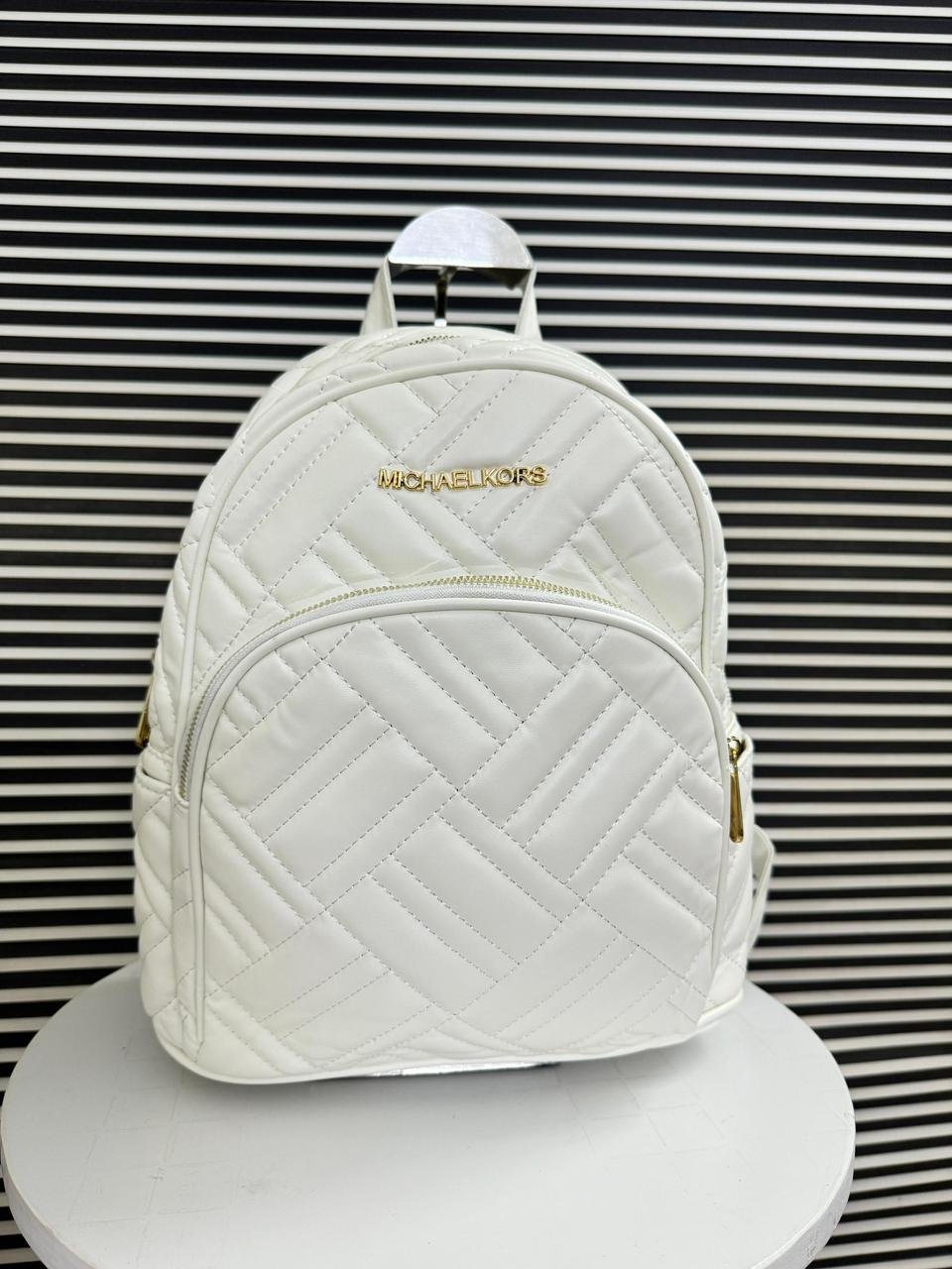 Michael Kors Leather Backpack in Optic White.