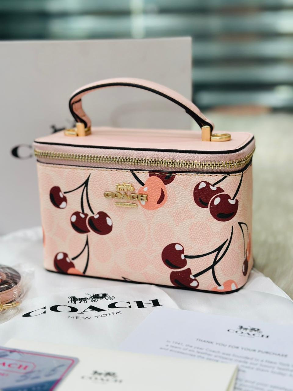 Coach Vanity with Cherry Print.