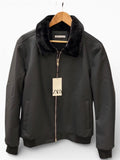 Zara black faux-leather bomber jacket 168
