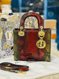Christian Dior Medium Sized Bag in Red Lizard Leather