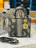 Christian Dior Medium Sized Bag in Grey Snakeskin Leather