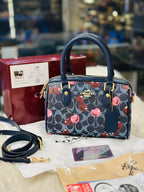 Coach Mini Rowan Crossbody Bag in Blue Cherry Print