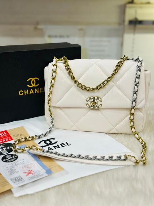 Chanel 19 Flap Bag in White