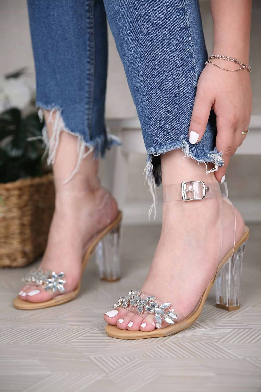 Floral Stone Heels